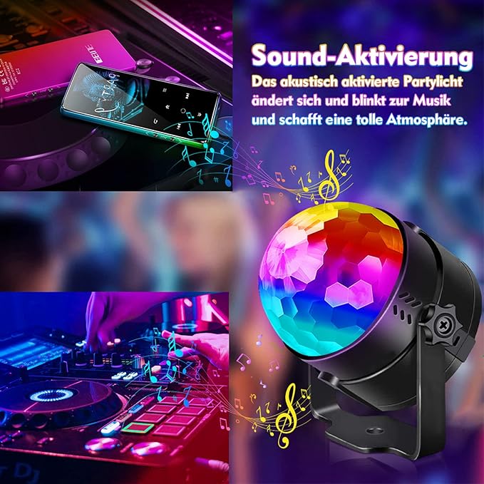 LED Stage Disco Light Rotating DJ Ball Strobe Remote Sound Control