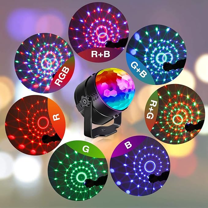 LED Stage Disco Light Rotating DJ Ball Strobe Remote Sound Control