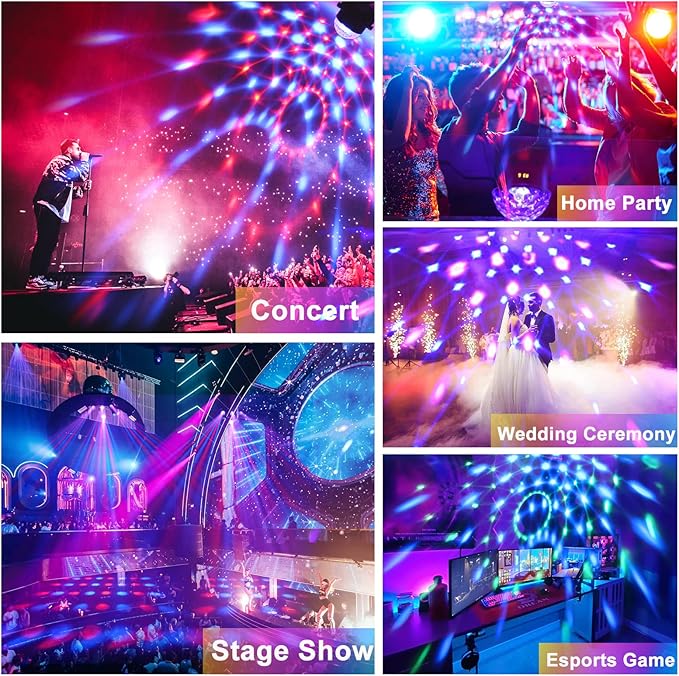LED Stage Disco Light Rotating DJ Ball Strobe Remote Sound Control
