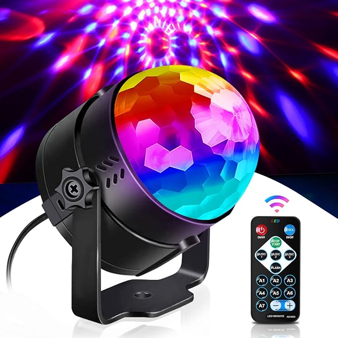 LED Stage Disco Light Rotating DJ Ball Strobe Remote Sound Control