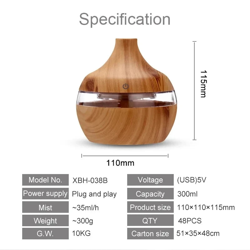 Ultrasonic Air Humidifier Aroma Compatible 300ml