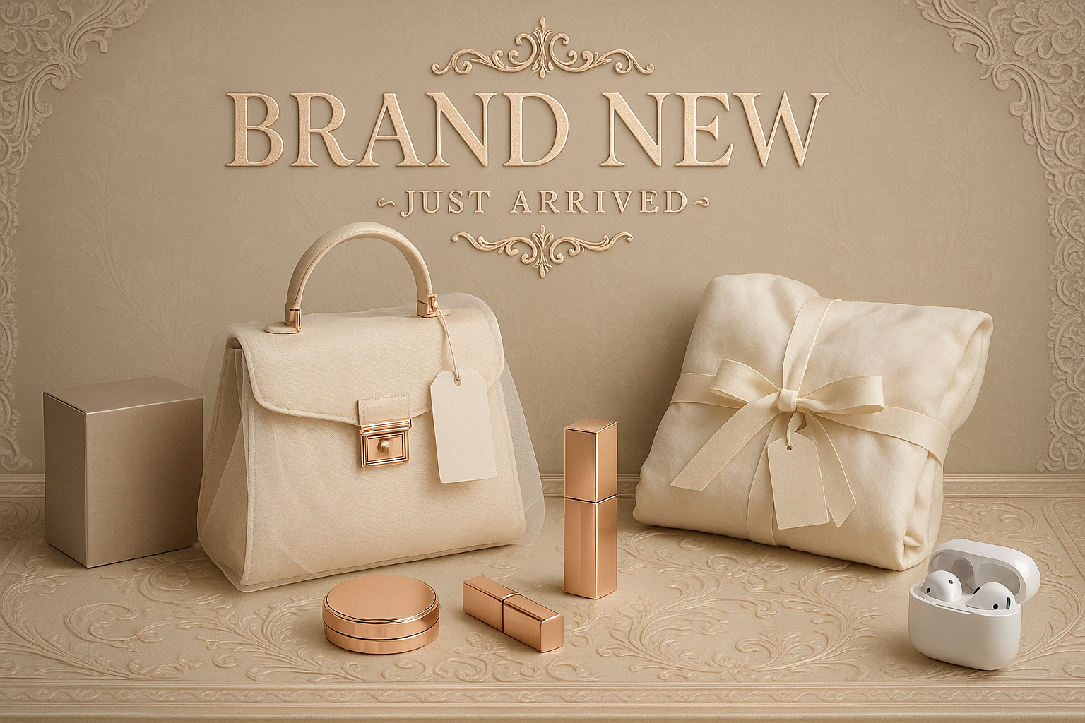 Brand New Products banner with elegant boutique styling