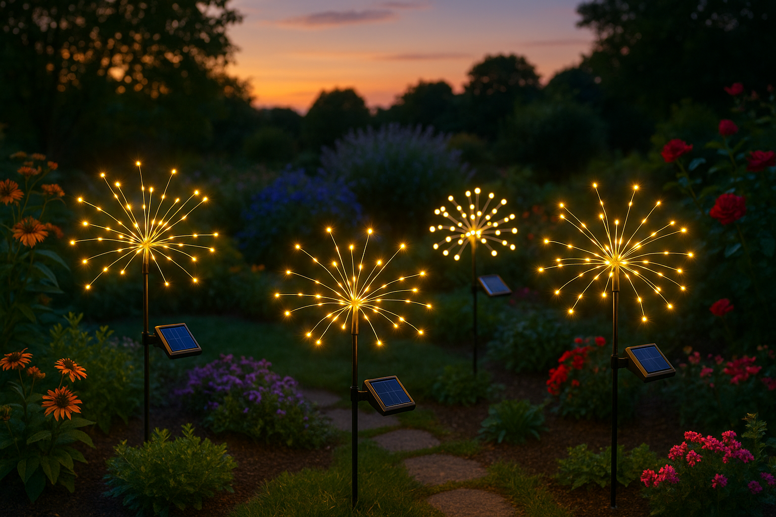 Twilight garden scene